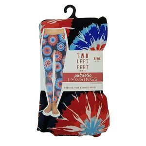 Two Left Feet Patriotic Leggings Womens Sz S M Firecracker Tie‎ Dye 4th of July